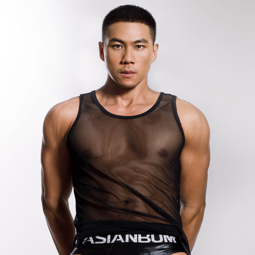 Asianbum网眼半透修身性感背心