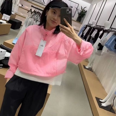 酒红冰兰加拿大代购 Alo Cropped 14 Zip Aerial Pullover女装