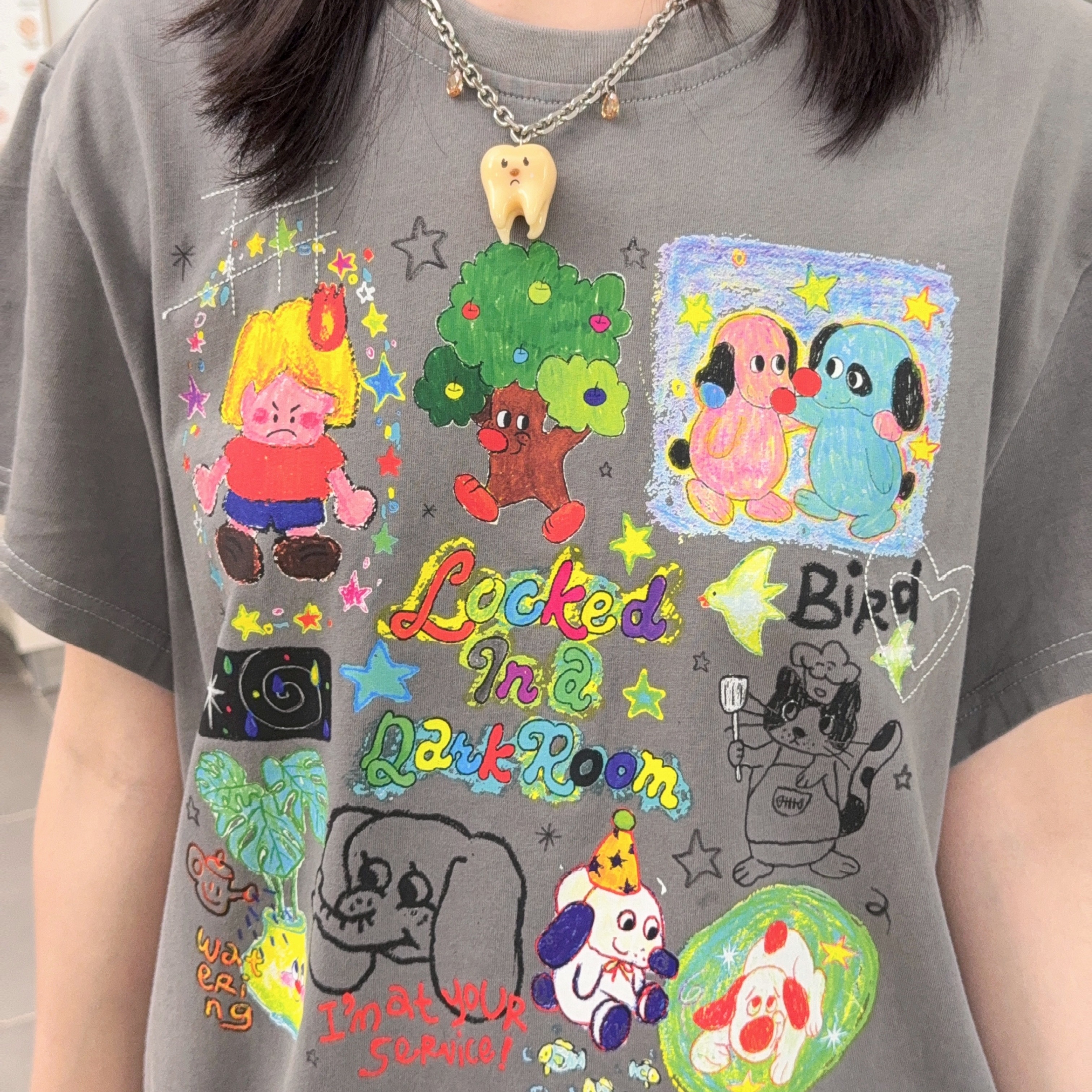 原创插画印花全棉宽松透气