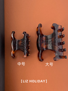 边夹日常款 复古 玳瑁色琥珀色高马尾抓夹后脑勺高级感盘发精致新款