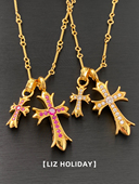 时尚 镶钻十字架美式 女士项链2023年新款 卫衣项链高级感轻奢甜酷风