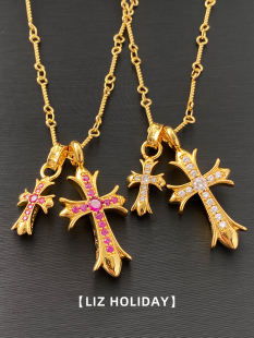 卫衣项链高级感轻奢甜酷风 时尚 镶钻十字架美式 女士项链2023年新款