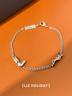 银色复古立体字母锆石镶钻手链轻奢小众女生今年精致2023年春新款