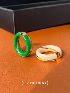 冬 潮网红爆款 珐琅滴釉开口设计感 独特女生戒指单人戒2023年新款