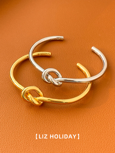 高级感简约百搭精致 冬季 打结开口手镯网红爆款 轻奢小众2023年新款