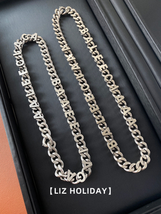 复古做旧项链2024年新款 潮 女冬街头锁骨链网红粗链条欧美男女同款