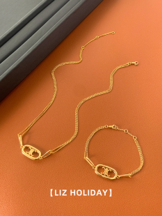 手链气质名媛轻奢通勤百搭 时尚 椭圆镂空简约款 女士项链2023年新款