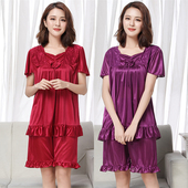 冰丝睡衣套装 女士加肥大码 胖MM夏天家居服睡裙220斤 短袖 2025夏季