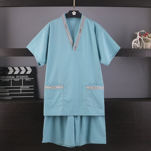 新款高端时尚汗蒸服男女通用桑拿服大码情侣家居服洗浴中心按摩服