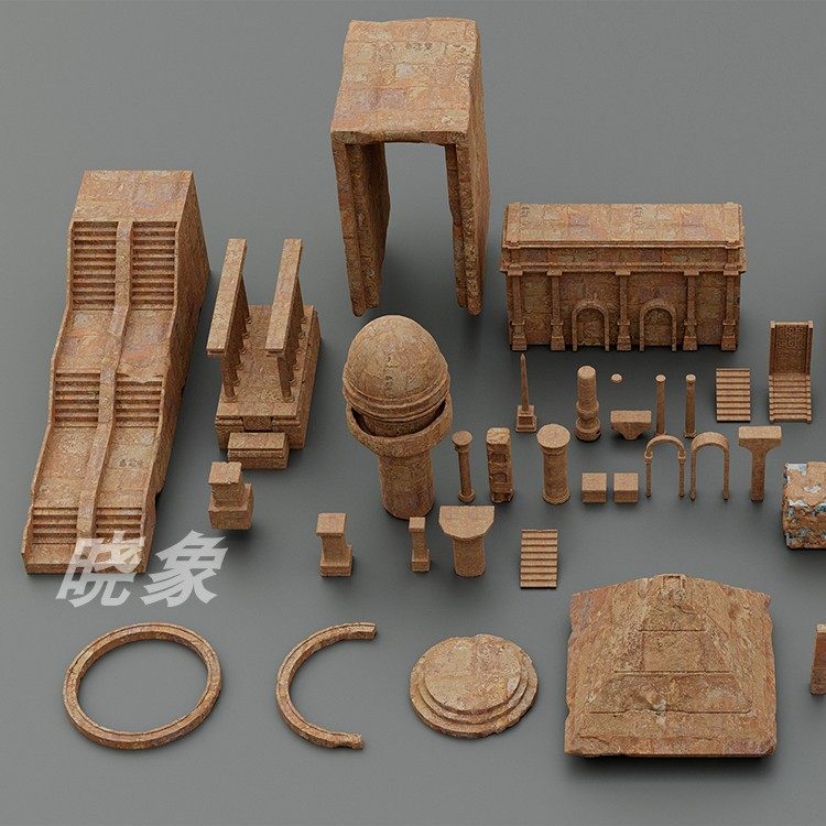 远古城堡遗迹 雄伟遗落神殿宫殿历史建筑房子 3d模型 blender资产