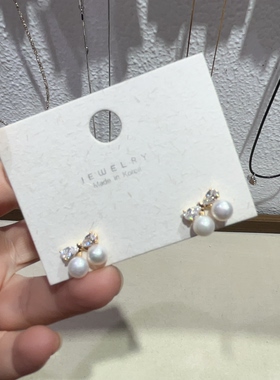 蝴蝶结珍珠耳钉女款2026新款爆款气质简约耳饰精致可爱蝴蝶结耳钉