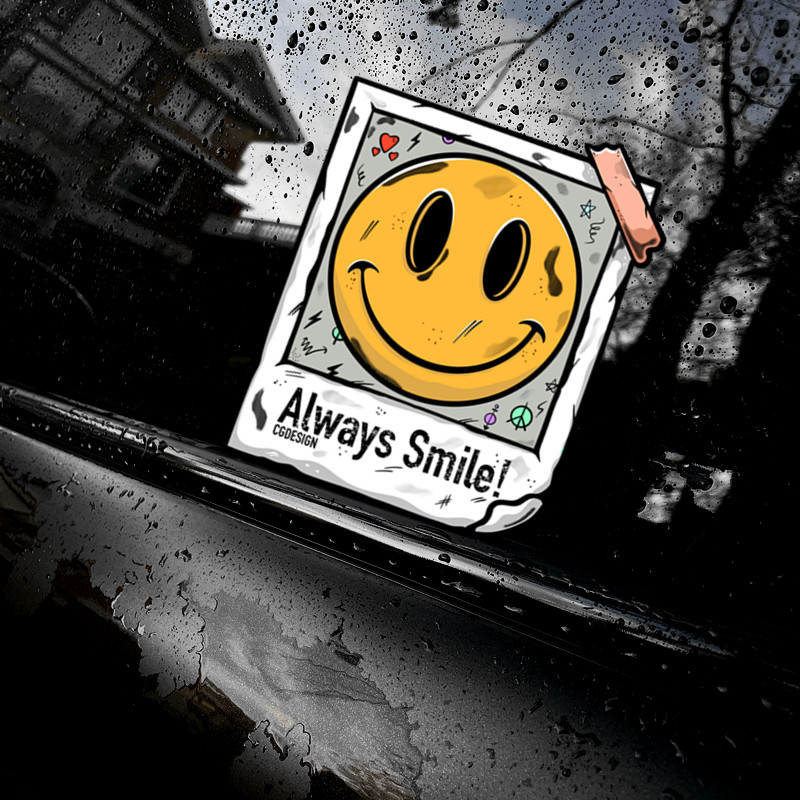 笑脸车贴治愈微笑反光车贴网红个性内饰装饰侧窗玻璃汽车贴纸防水