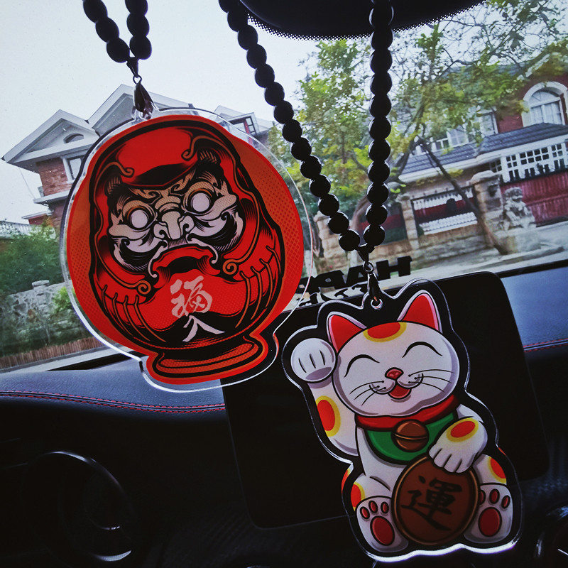 招财猫车挂日系达摩潮流亚克力