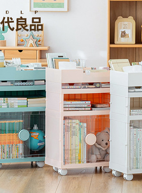 小推车带轮可移动置物架家用客厅多层落地移动透明高颜值收纳架子