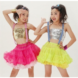 六一儿童舞蹈表演演出服舞台弹性走秀男女blingbling亮片打底裹胸