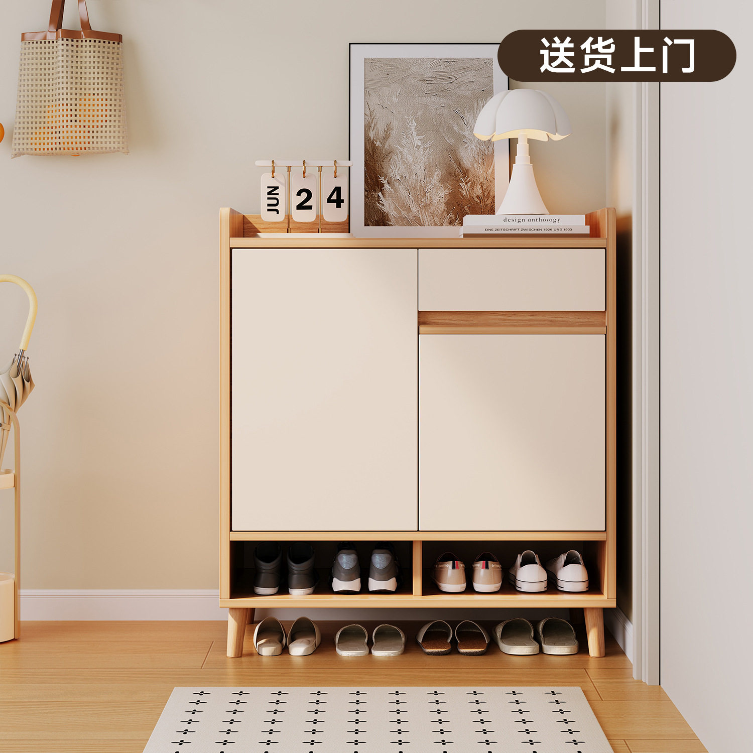 轻奢鞋柜实木收纳柜入门走廊鞋架
