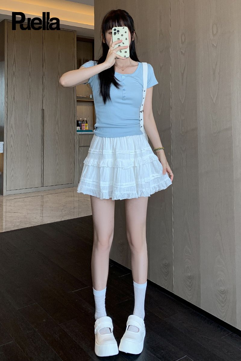 拉夏贝尔PUELLA蕾丝短裙女半身裙