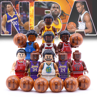 NBA篮球明星人偶科比詹姆斯奥尼尔拼装人仔积木儿童玩具KT1021