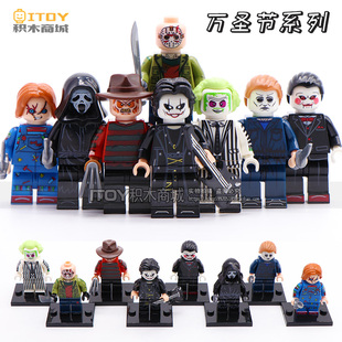 中国积木万圣节WM6075鬼娃乌鸦甲壳虫汁比利恐怖拼装 积木男孩玩具