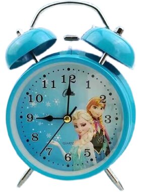冰雪奇缘夜光静音闹钟艾莎公主白雪女孩小孩学生指针懒人卡通打铃