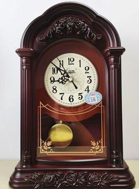 康巴丝欧式复古座钟客厅创意时钟台式卧室静音摆件时尚大号台钟