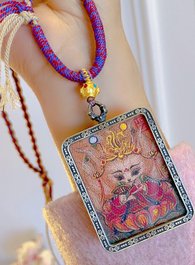 手工编织尼泊尔风西藏唐卡项链女九尾狐狸扎基拉姆项链嘎乌盒