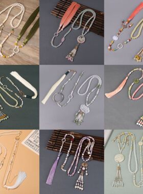 新中式汉服古风长款斜挎链中式流苏复古百搭旗袍马面裙项链配饰品