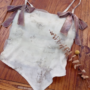 不规则下摆 后背松紧 禅意风打底吊带背心 肩带可调 rom2带胸垫