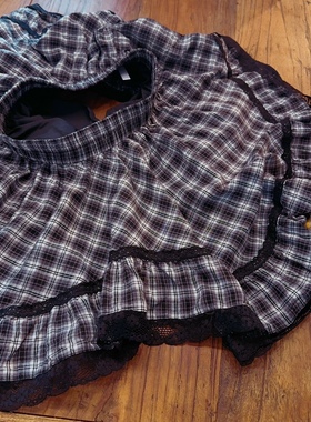 rom2内衬裤子 防走光 个性不规则 黑色格子松紧腰 短款半身裙