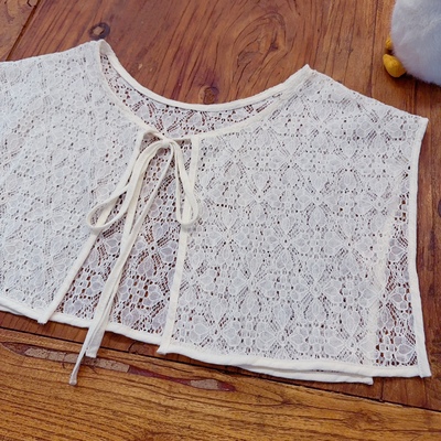 森女田园风奶油色蕾丝领假领子