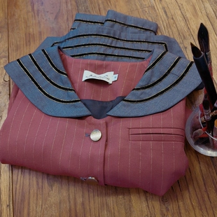 高品质 有内衬 做工细致 复古轻奢JK海军领大翻领 制服上衣短外套