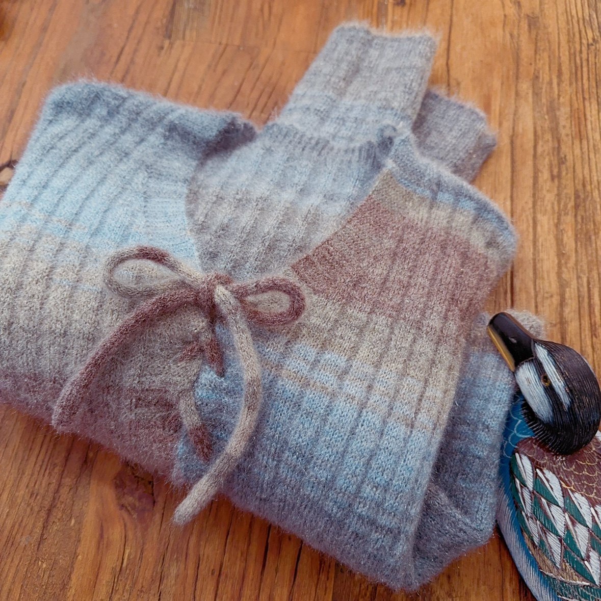 rom2复古渐变色 绑带个性甜辣风 温柔软糯慵懒风打底长袖针织毛衣