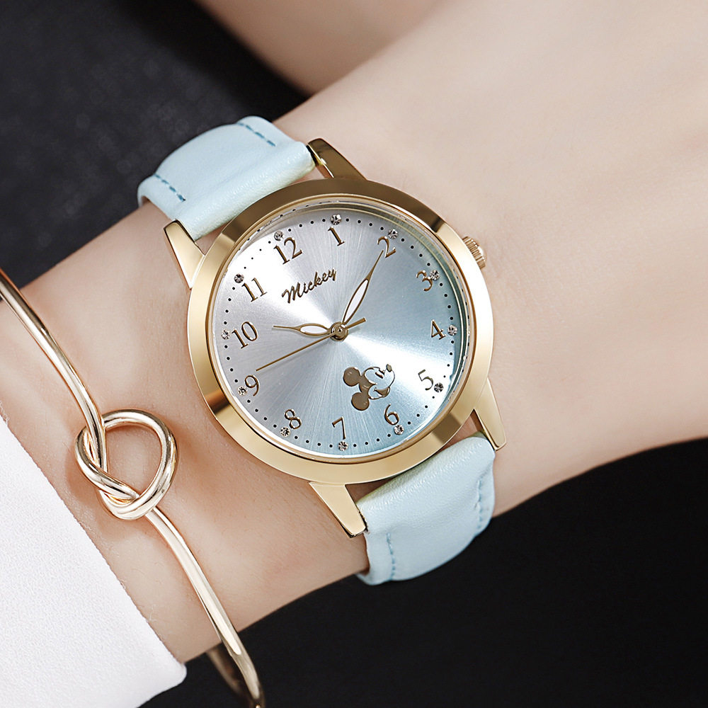 迪士尼手表女孩时尚韩版少女心石英防水可爱中小学生女童米奇女表