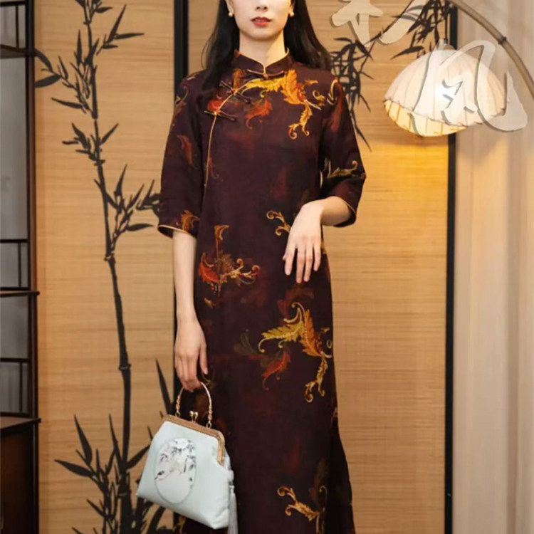 新中式国风复古夏季立领连衣裙女