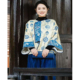 新中式 太太服女 青花瓷人丝织锦斜襟衬衣外套国风圆领宽松早春新款