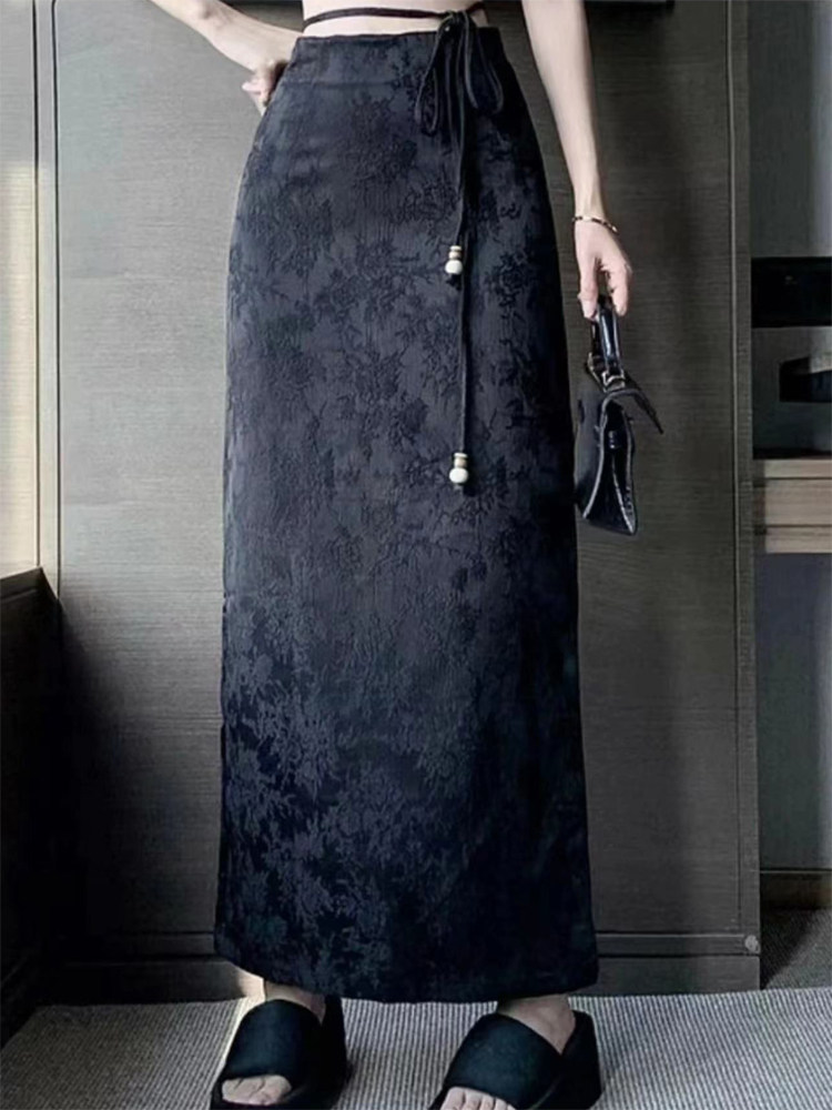 新中式一体绒保暖中长款包臀裙