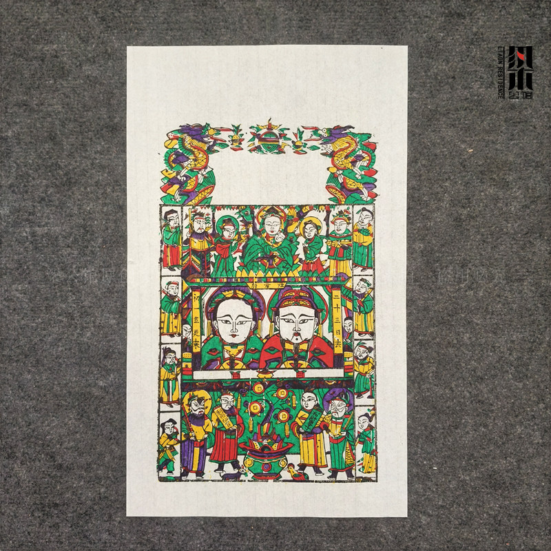 正宗手工朱仙镇木板年画|木版年画|老灶爷老灶奶|灶王爷|清代老版