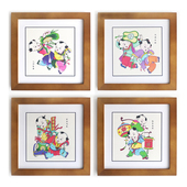 杨柳青年画装 民俗民宿中国风吉祥祈福财源茂盛梁公馆 饰画传统中式