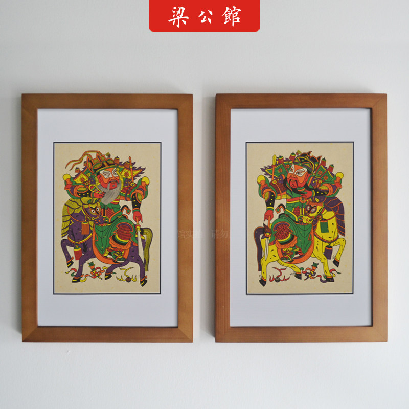 木版年画装饰画镇宅门神门贴传统年画岳飞方相秦琼敬德马到成功