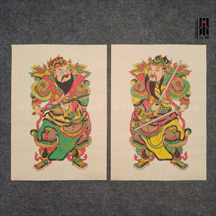 马年新品木板年画传统年画门神对联秦琼敬德赵公明灶王爷红底