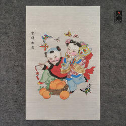 杨柳青年画合家欢乐富贵福禄年年纳福人财两旺吉祥如意春牛图