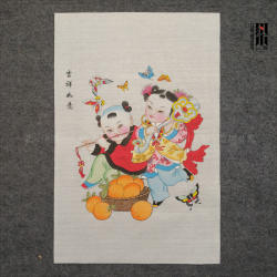 杨柳青年画合家欢乐富贵福禄年年纳福人财两旺吉祥如意春牛图