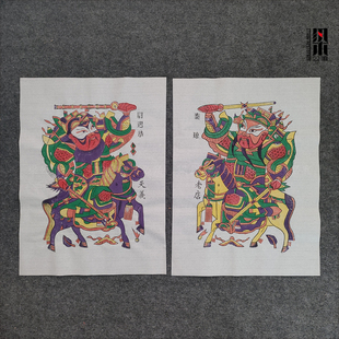 朱仙镇木板年画马上鞭秦琼敬德天义老店传统套印传统手工武门神
