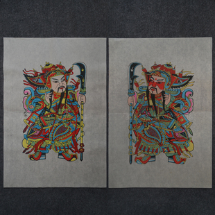 正宗手工武强年画传统年画武门神关公关胜立刀门神大幅可以装裱