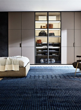 雅致摩登意式极简高定整木超纤皮革门高端全屋定制衣柜衣橱蒙托瓦