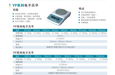 上海菁海 YP102N/YP202N/YP402N 精密电子天平秤 0.01g  /0.1g