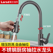 莱尔诗丹厨房水龙头冷热家用抽拉式 二合一洗菜盆水槽洗碗池龙头