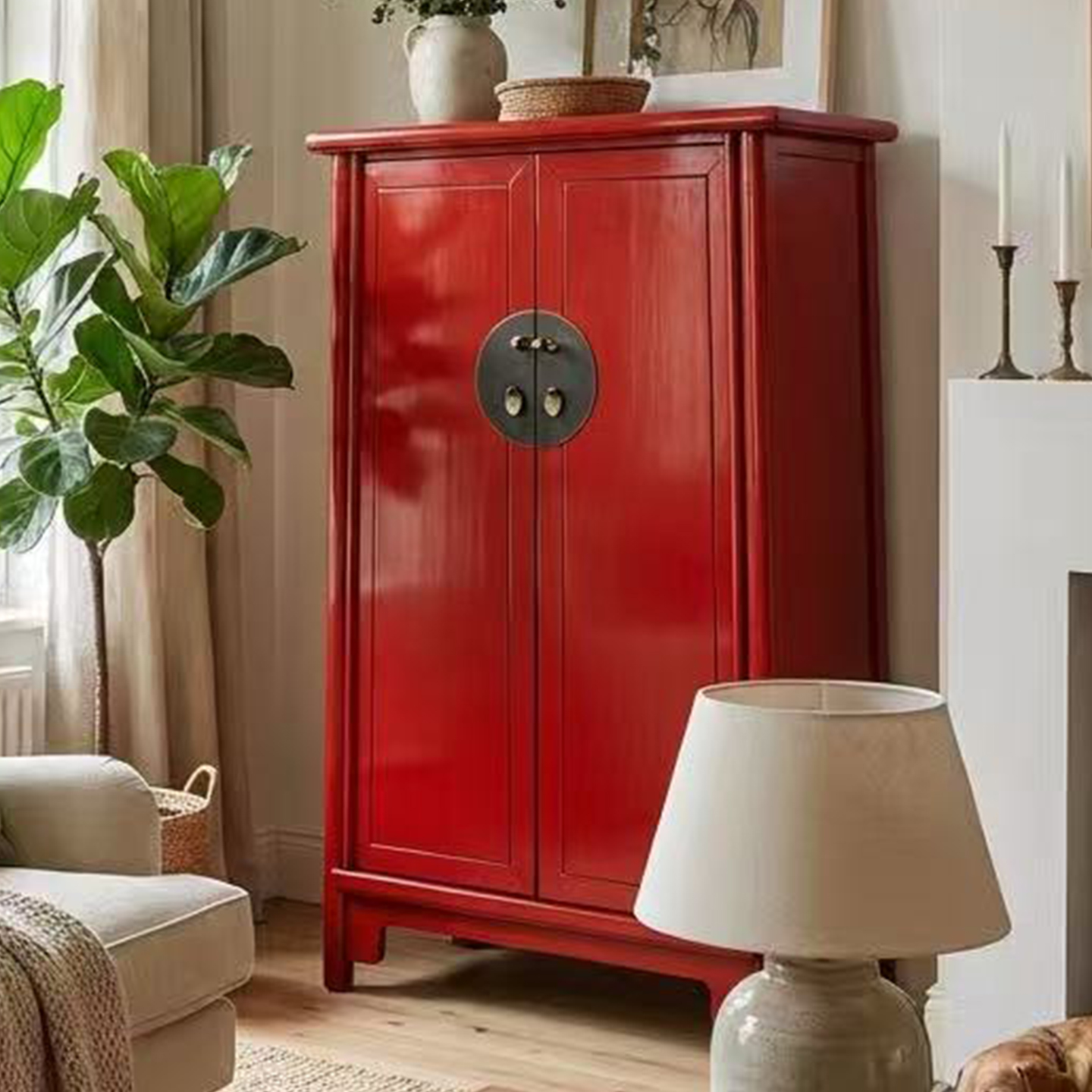 新中式仿古实木二门鞋柜