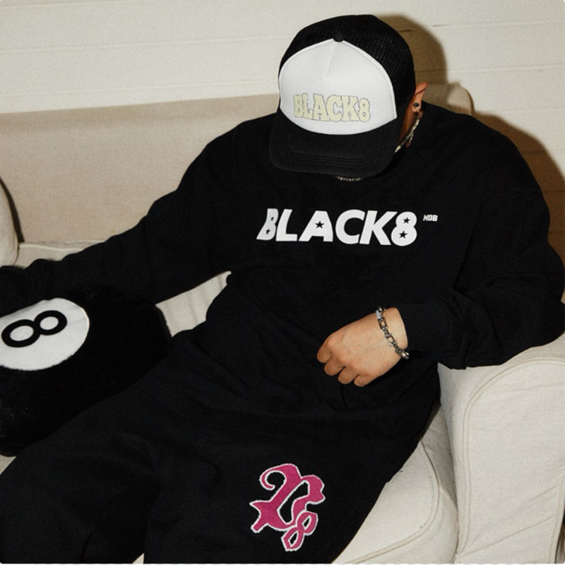 BLACK8MOB基础款纯棉白色打底衫圆领宽松长袖T恤男女同款百搭国潮