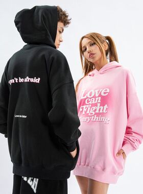 LOVEMELATER王以太主理don't be afraid印花纯棉帽衫情侣连帽卫衣